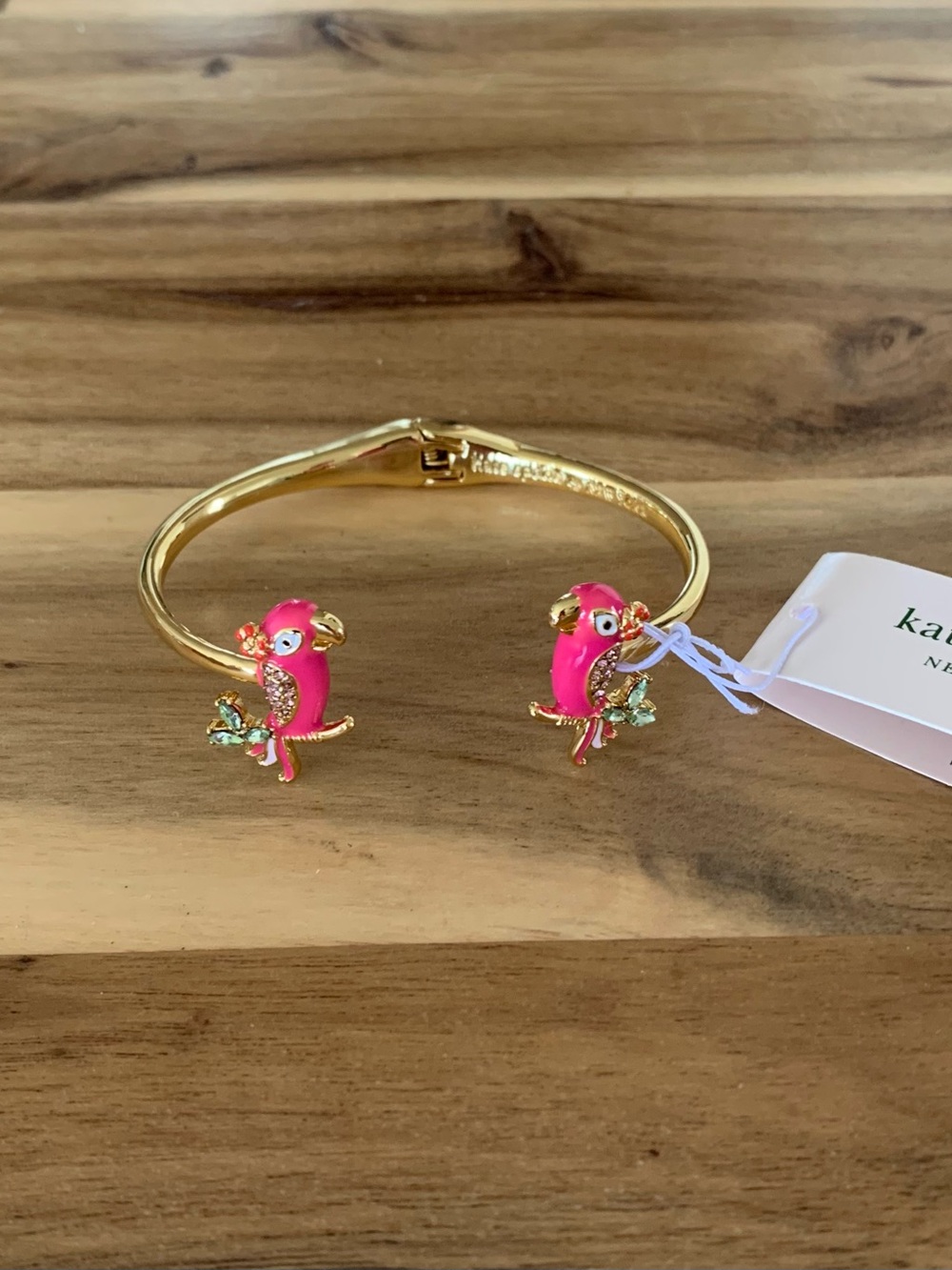 Kate Spade Haute Stuff Parrot Open Hinge Bangle Bracelet NWT